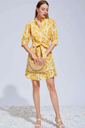 Ada Linen Mini Dress - Mustard/Yellow - GDS