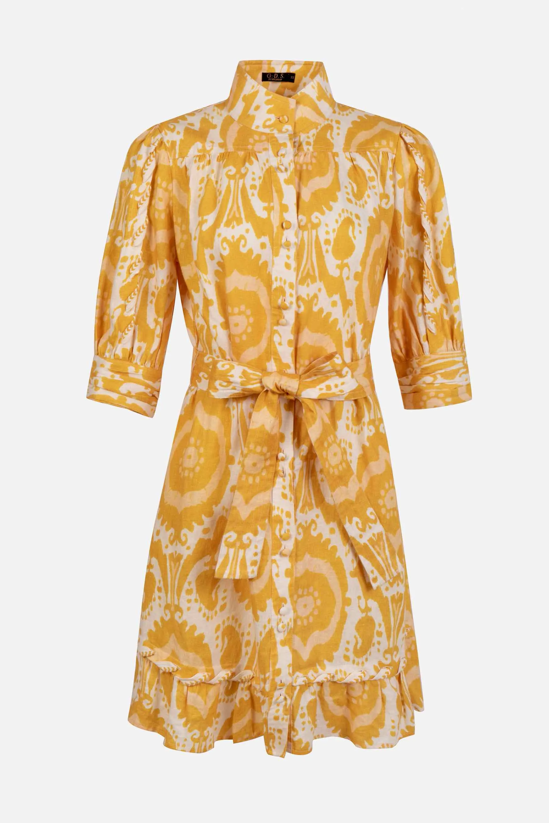 Ada Linen Mini Dress - Mustard/Yellow - GDS