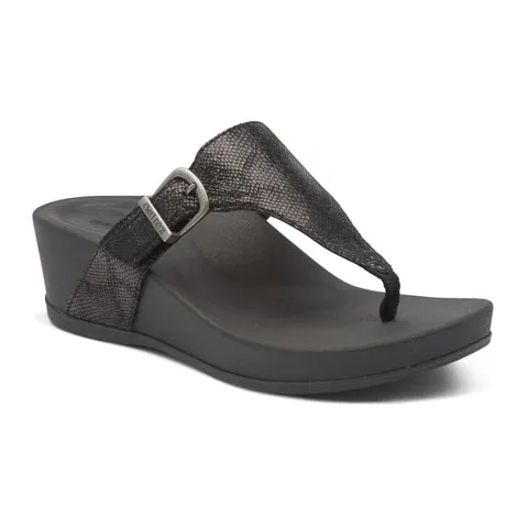 Aetrex Kate Wedge Sandal (Women) - Black