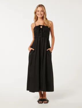 Alexandra Double Tie Linen Midi Dress