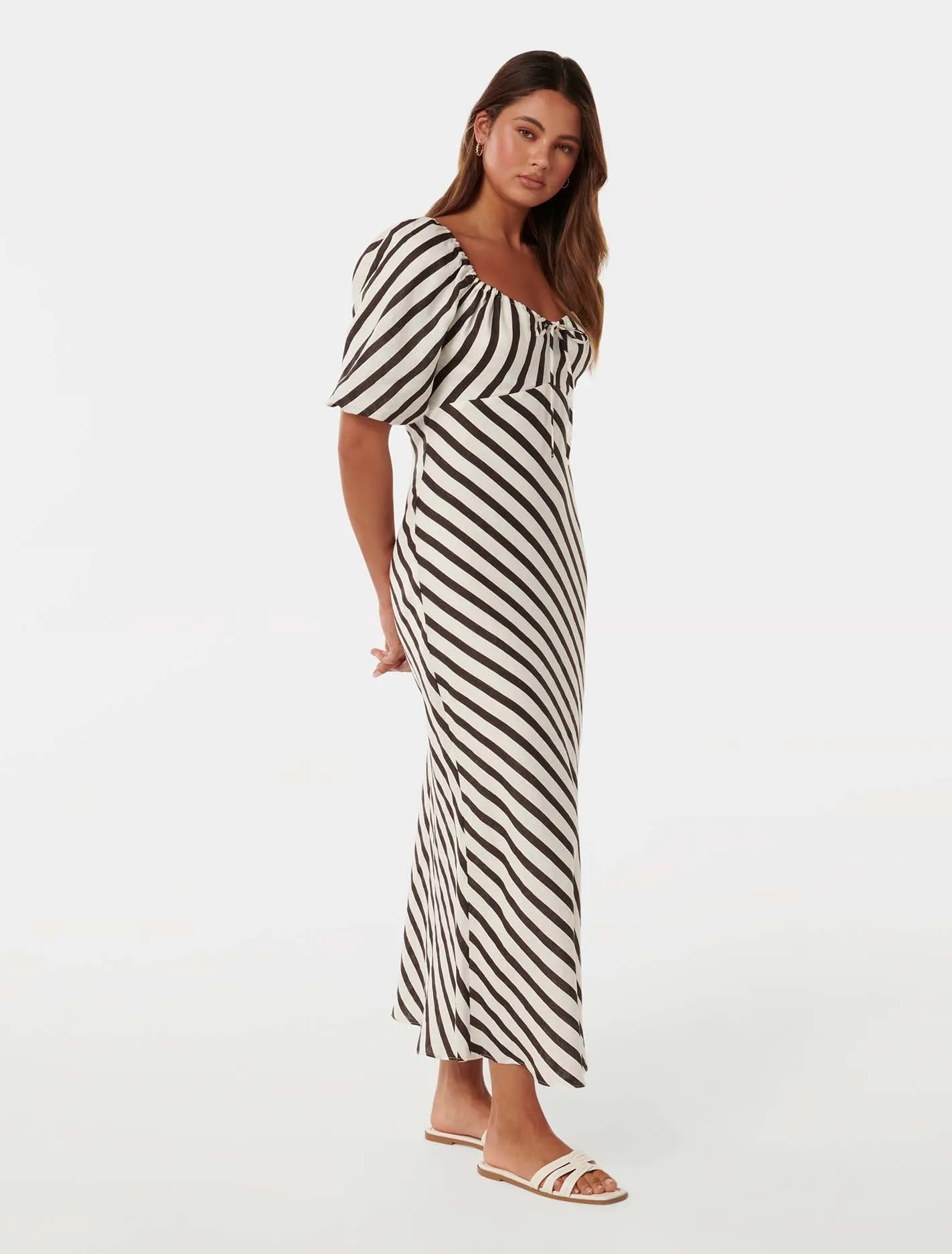 Angela Puff Sleeve Midi Dress