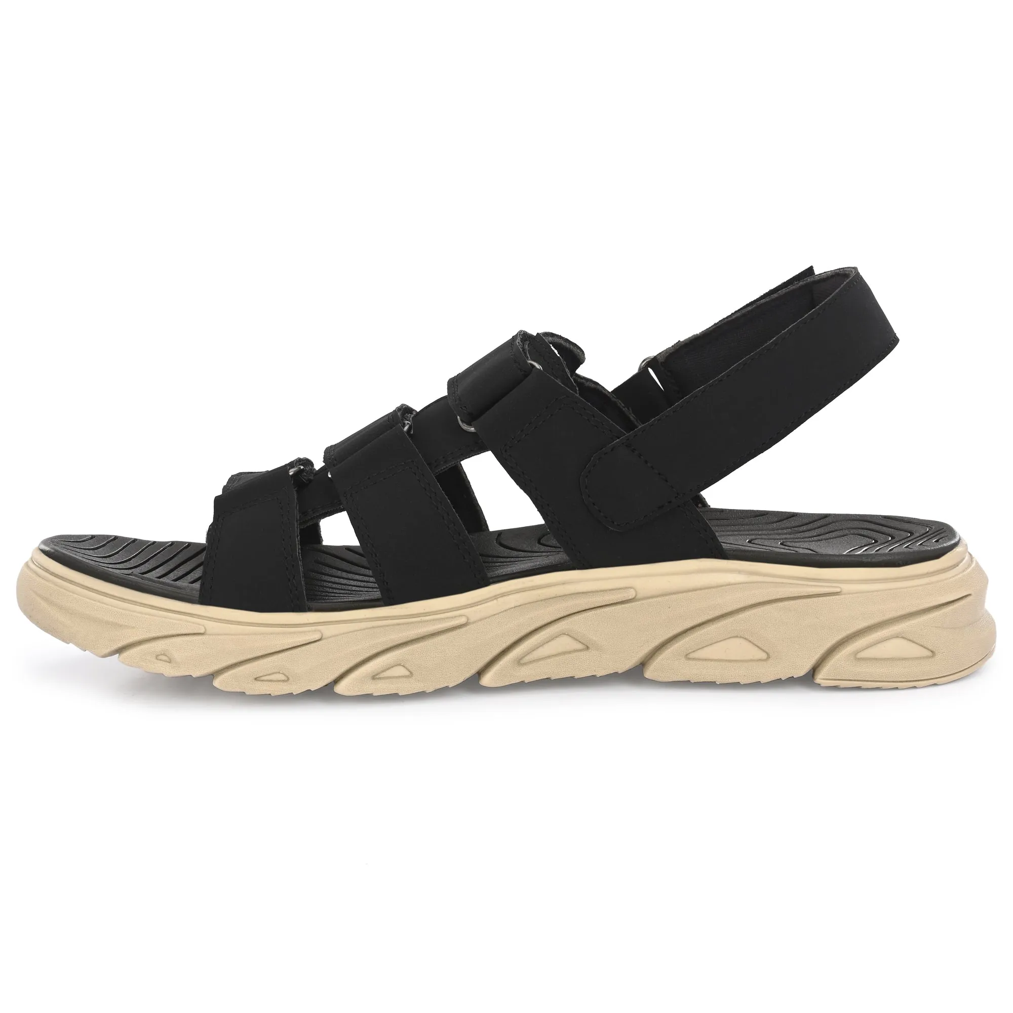 Attitudist Unisex Handcrafted Black Sports Sandal