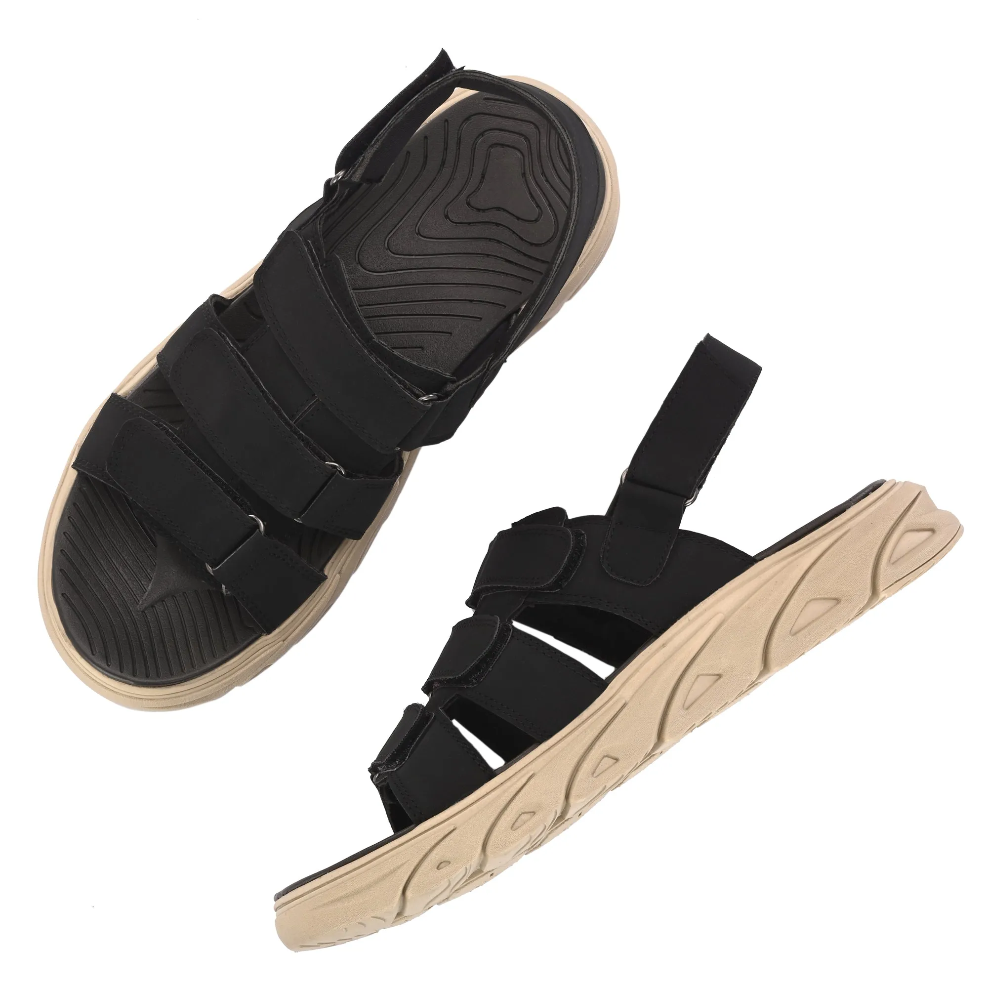 Attitudist Unisex Handcrafted Black Sports Sandal