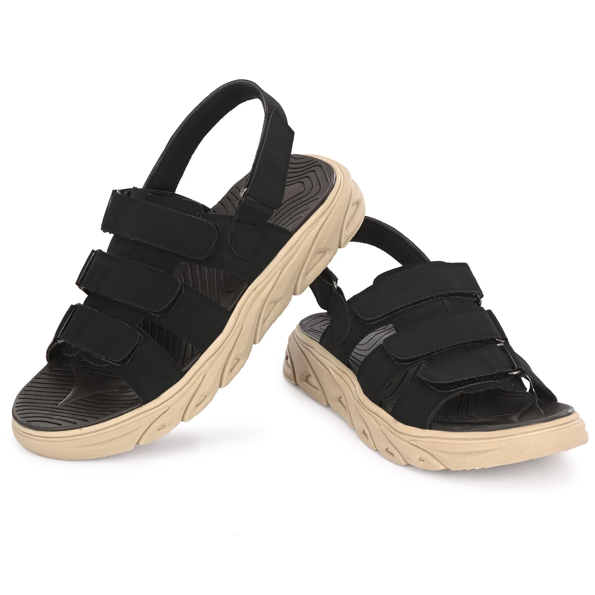 Attitudist Unisex Handcrafted Black Sports Sandal