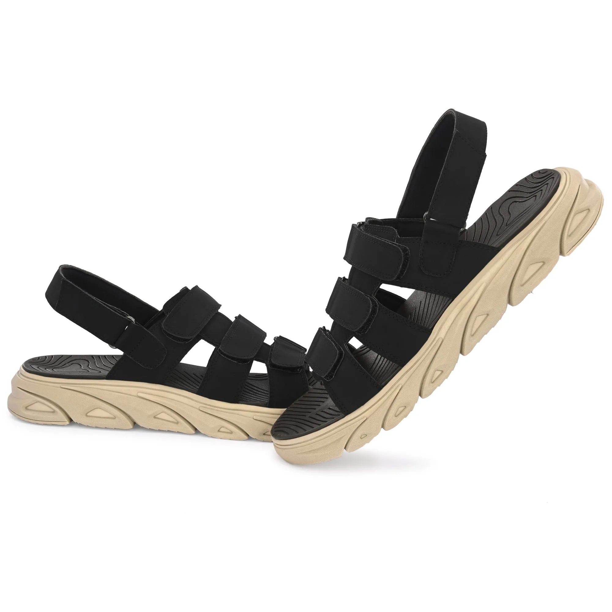 Attitudist Unisex Handcrafted Black Sports Sandal