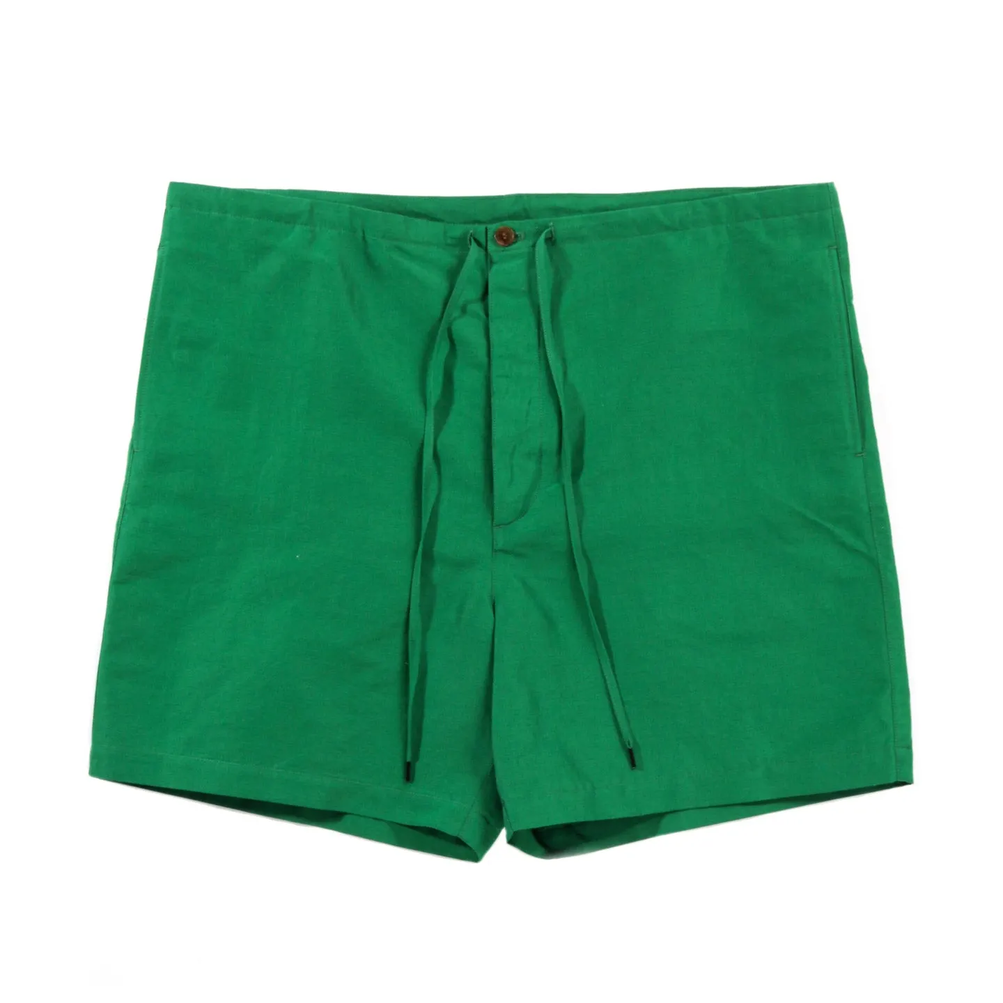 AURALEE HIGH DENSITY FINX LINEN WEATHER EASY SHORTS GREEN