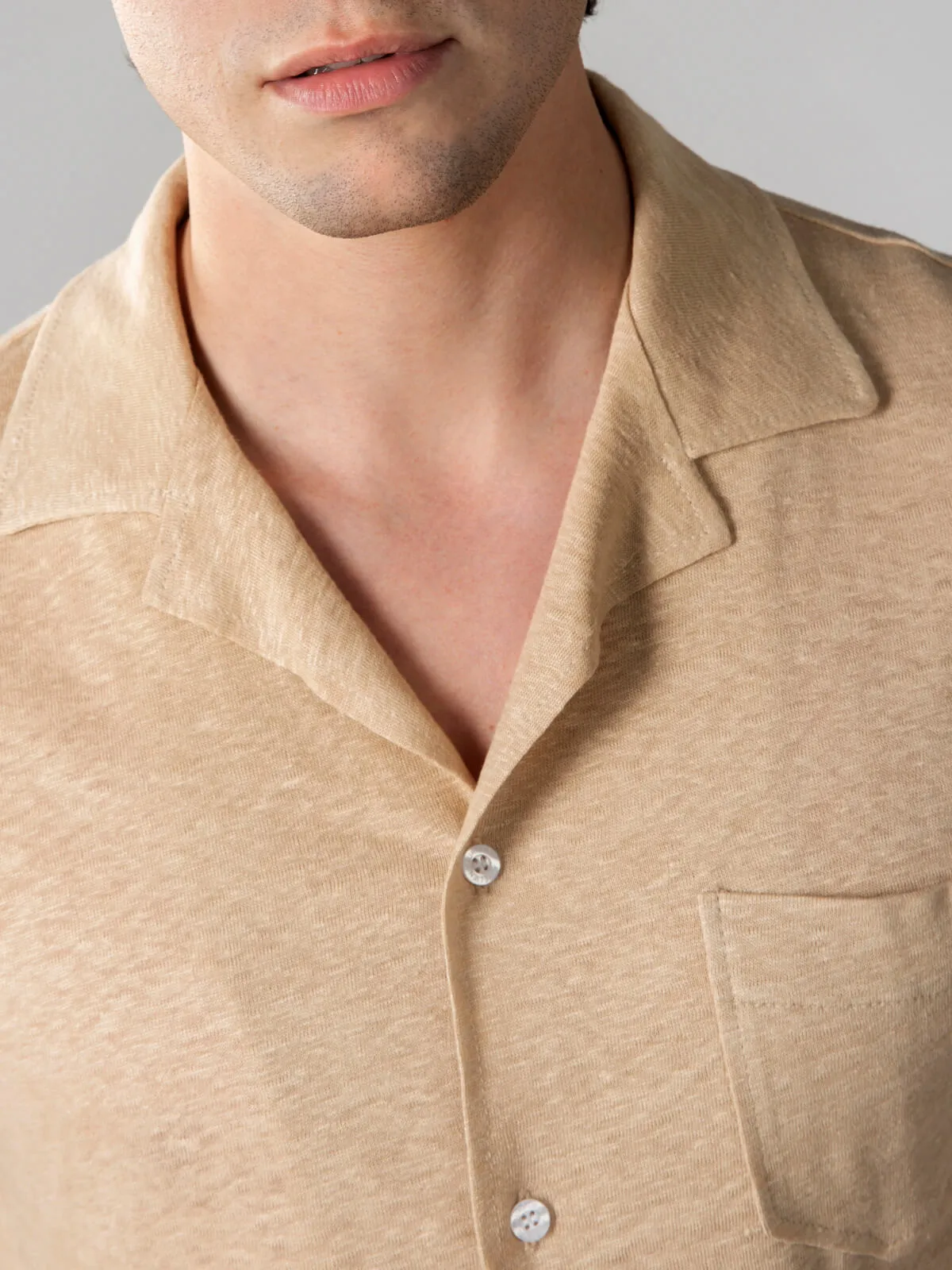 Beige Linen Resort Shirt