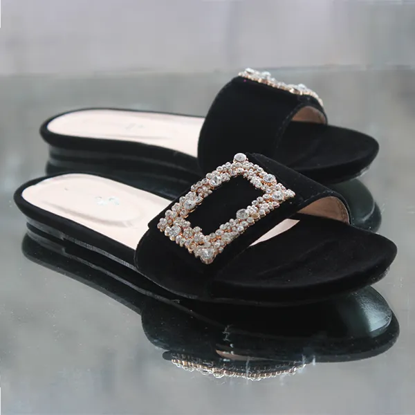 Black Fancy Slippers for women