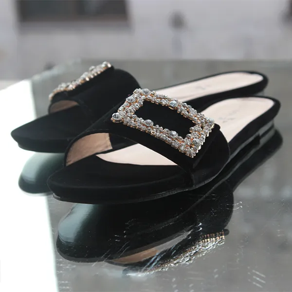 Black Fancy Slippers for women