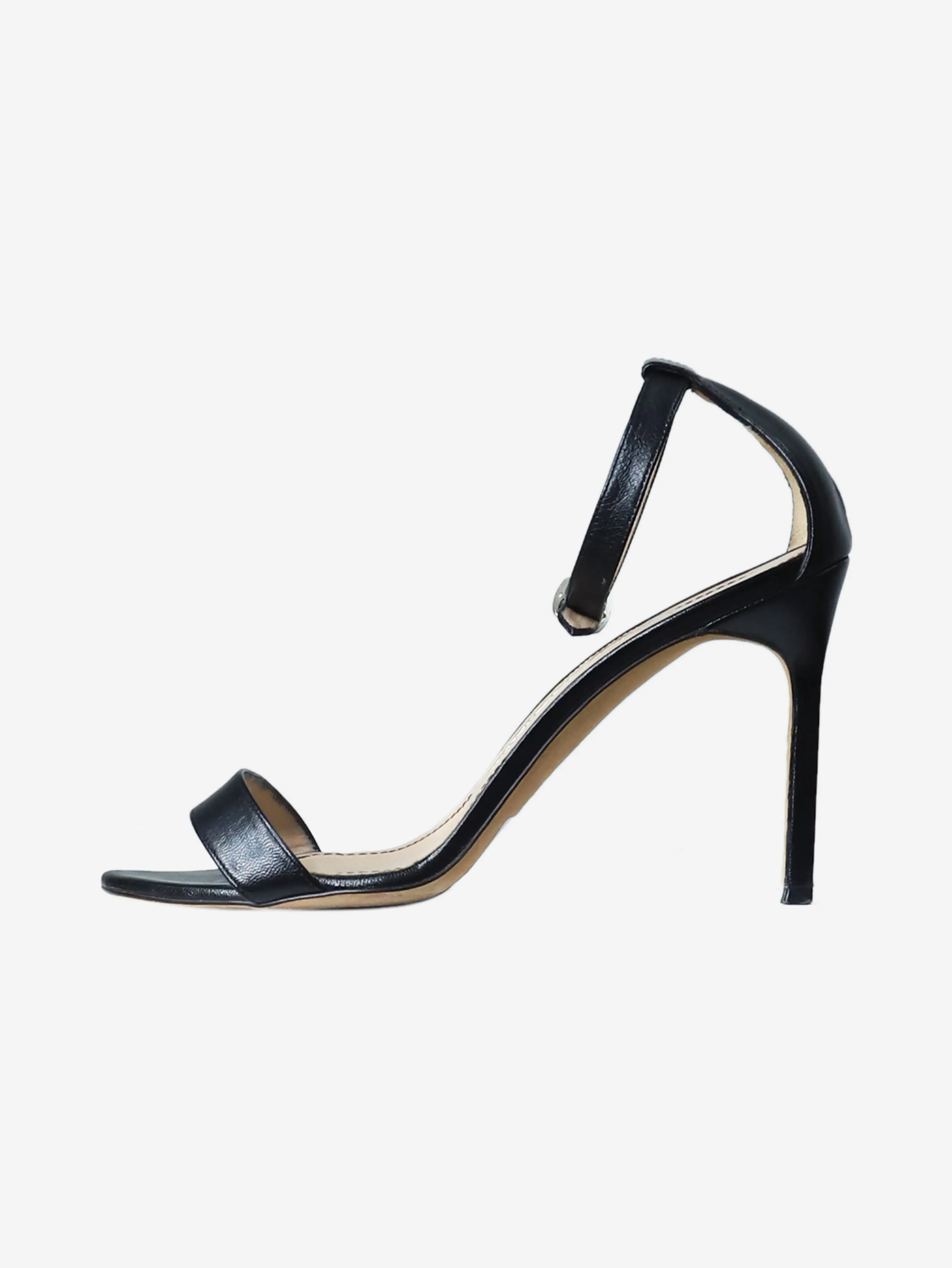 Black leather sandal heels - size EU 37.5