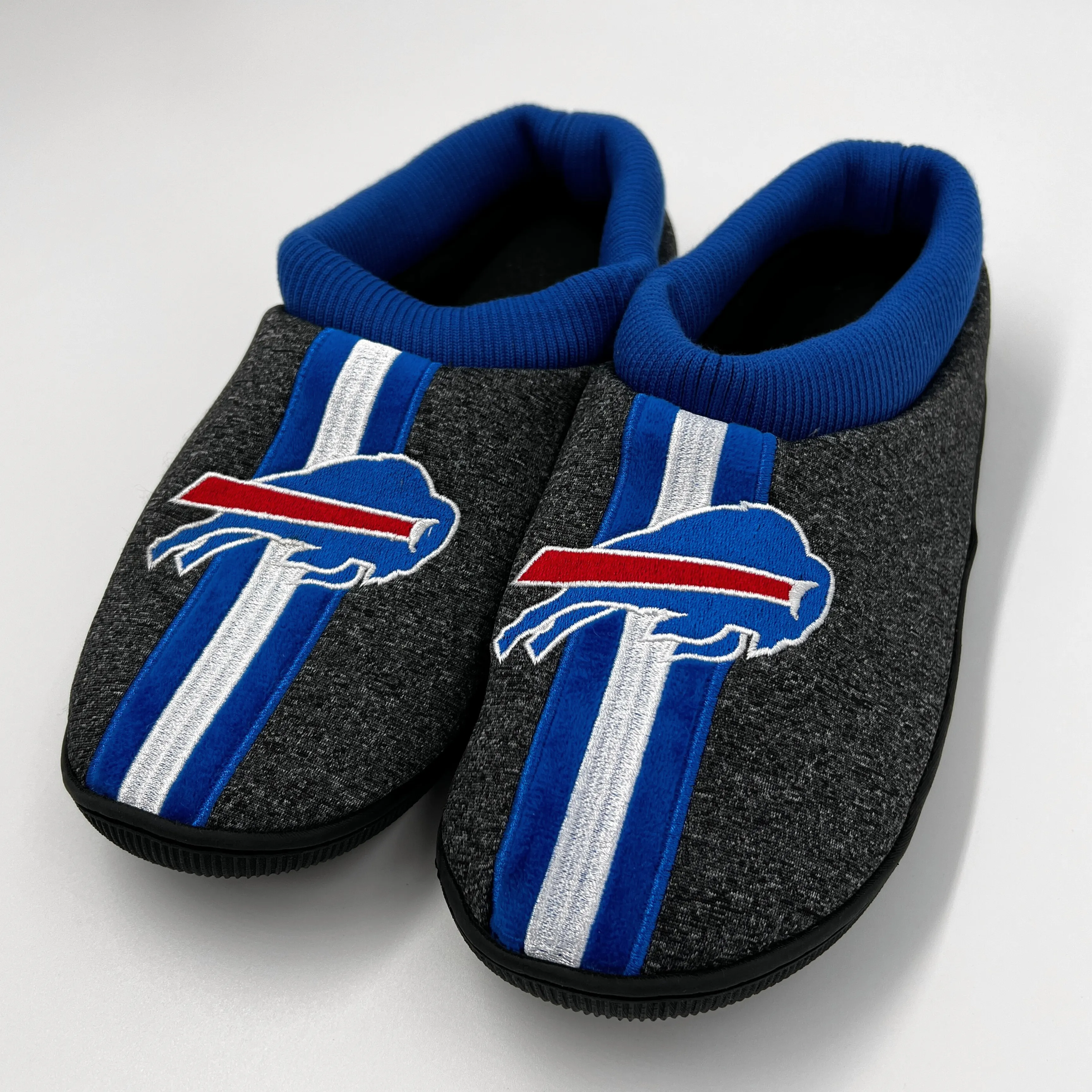 Buffalo Bills Men's Gray With Royal Blue Cuffs Slippers