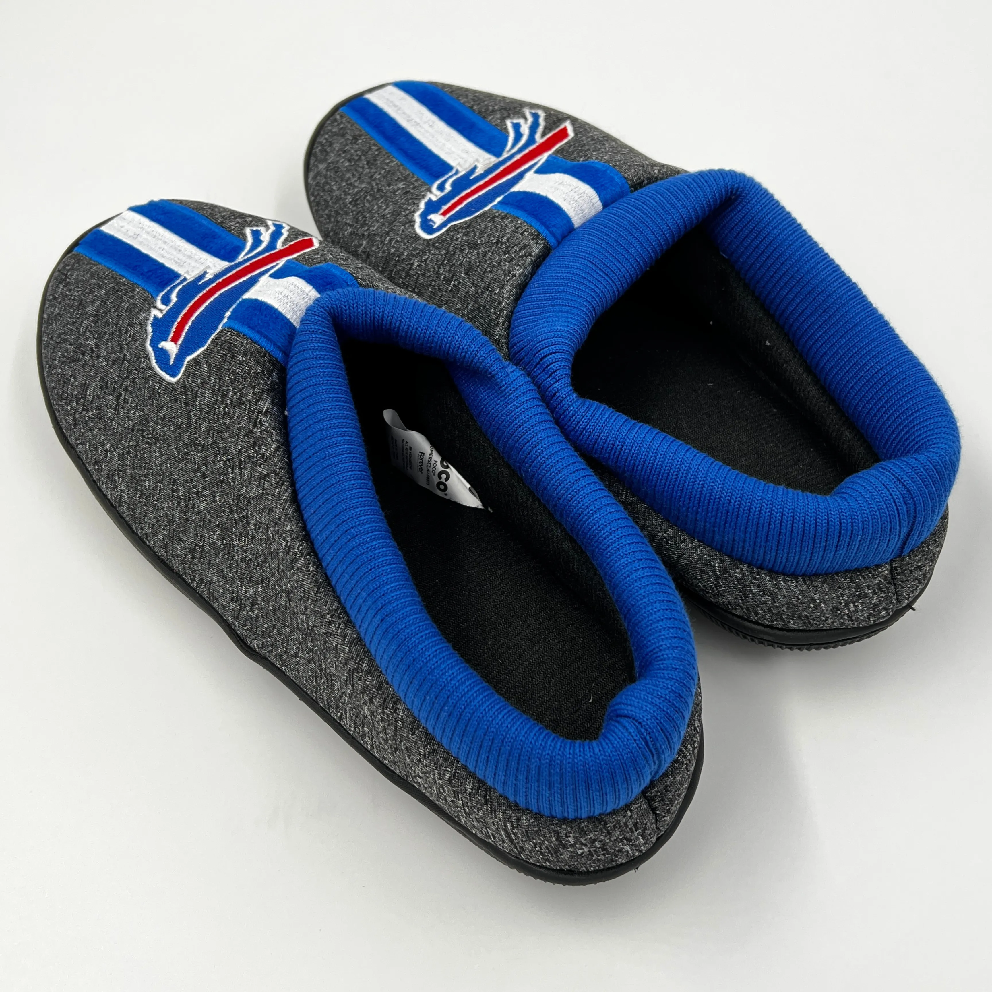 Buffalo Bills Men's Gray With Royal Blue Cuffs Slippers