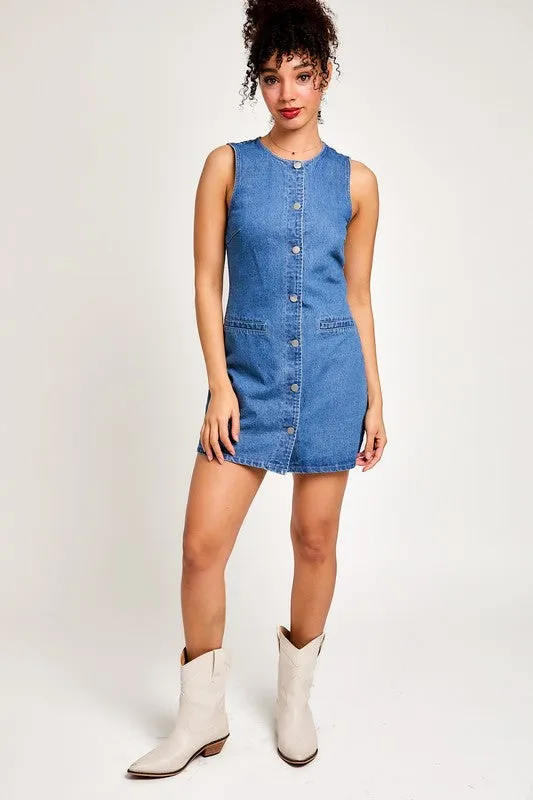 Carolyn Button Front Denim Dress