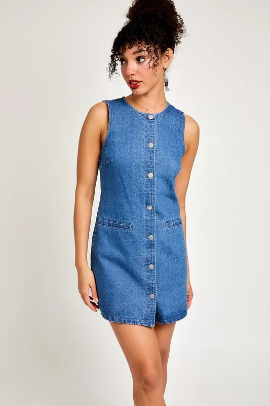 Carolyn Button Front Denim Dress