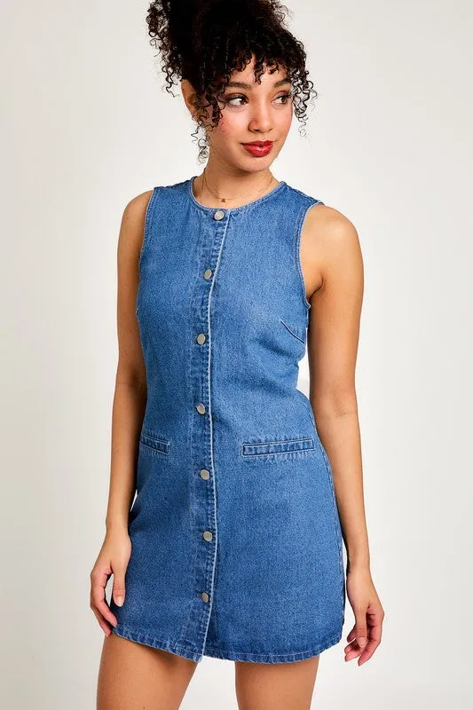 Carolyn Button Front Denim Dress