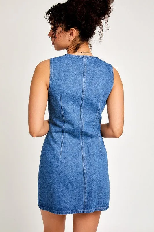 Carolyn Button Front Denim Dress