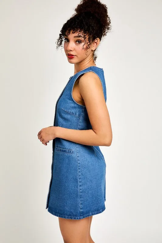 Carolyn Button Front Denim Dress