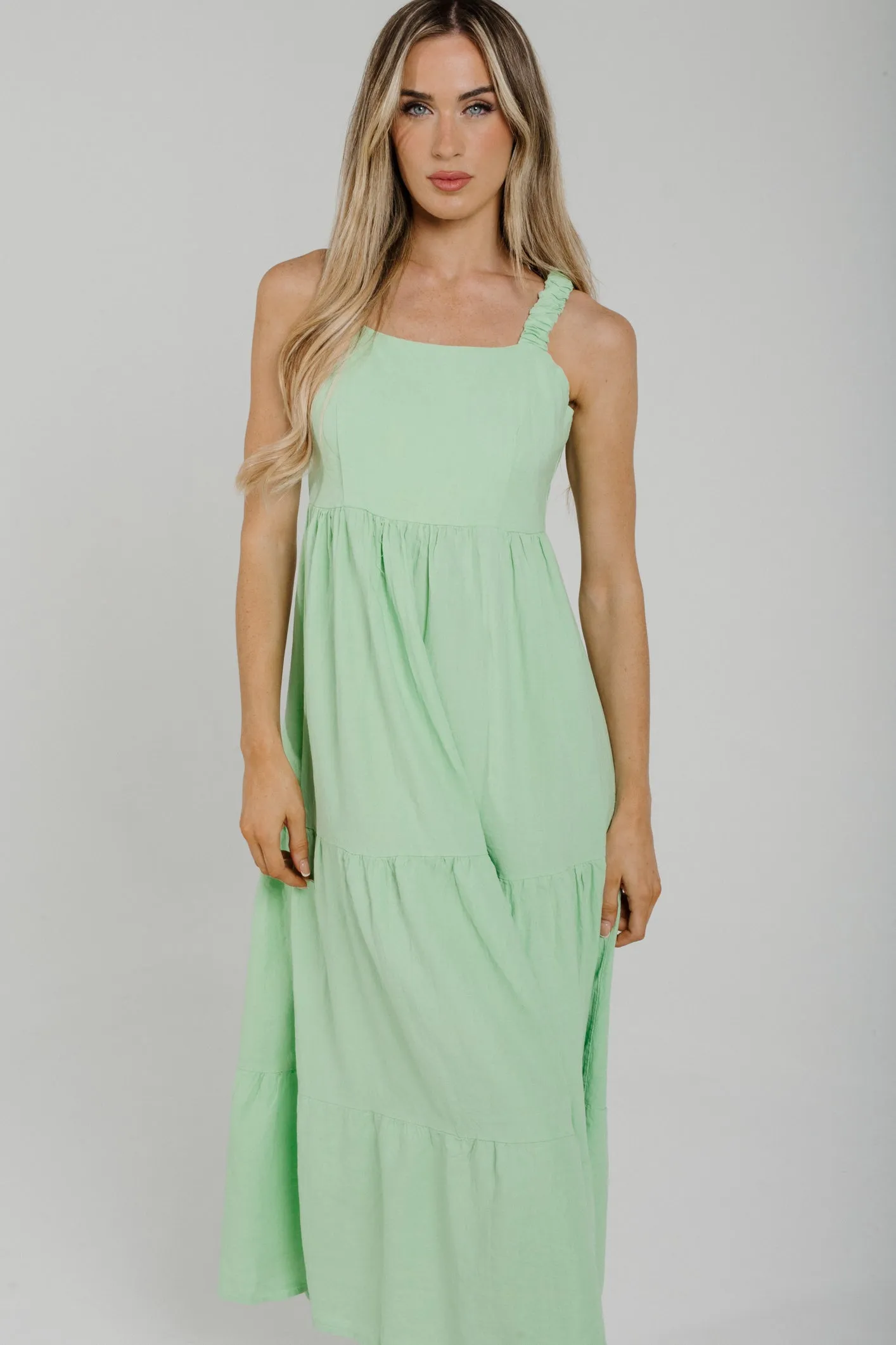 Cathy Linen Mix Midi Dress In Mint