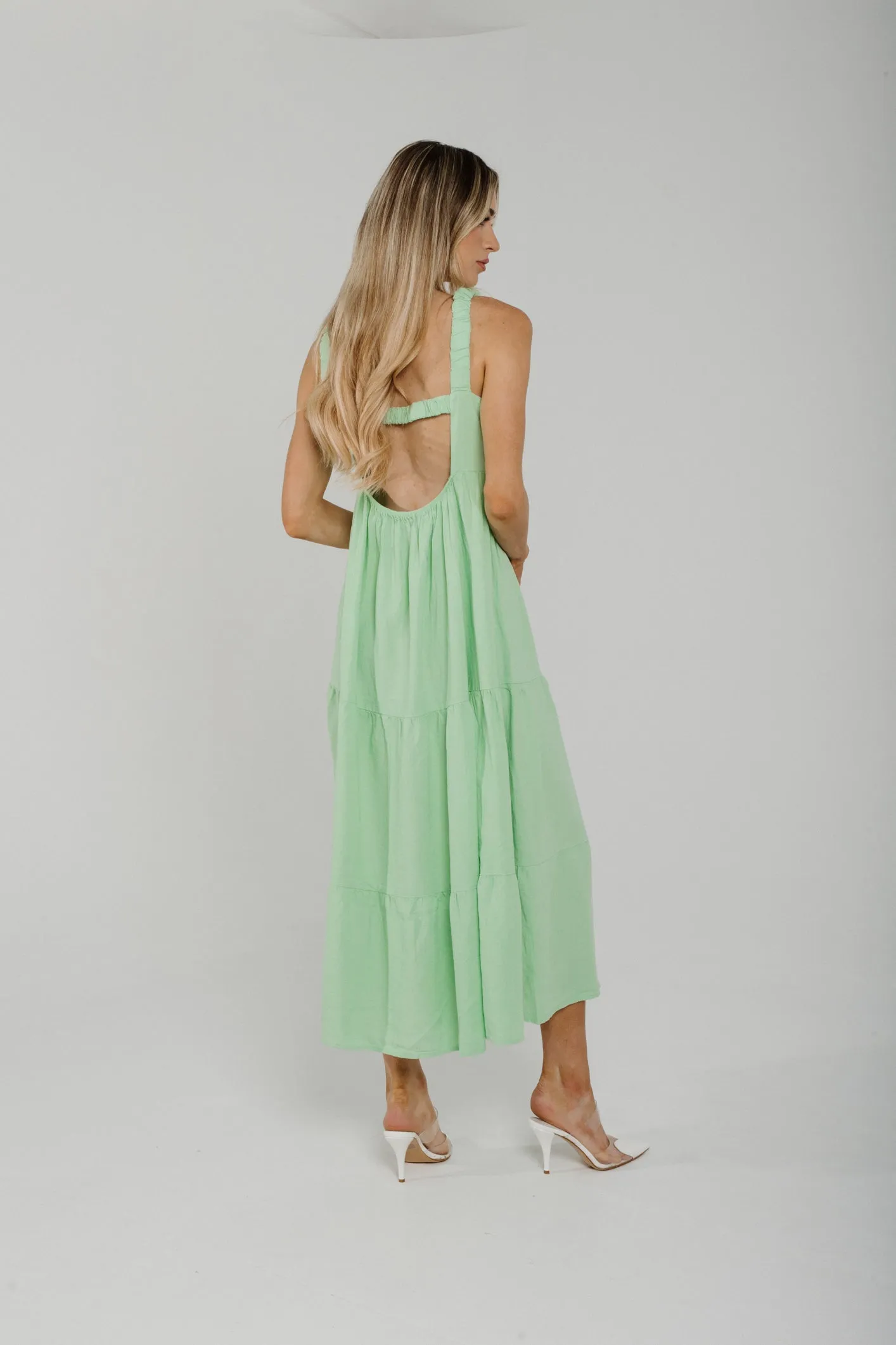 Cathy Linen Mix Midi Dress In Mint