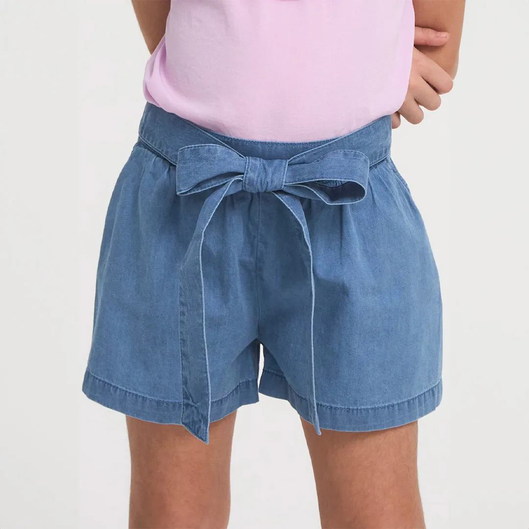 Chambray Fabric Shorts