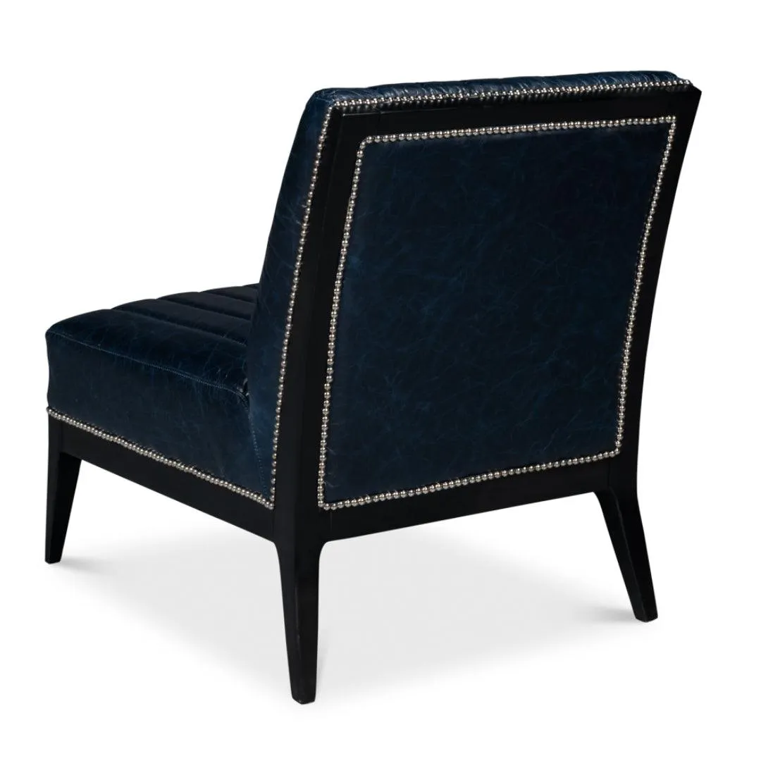 Chateau Blue Leather Slipper Chair