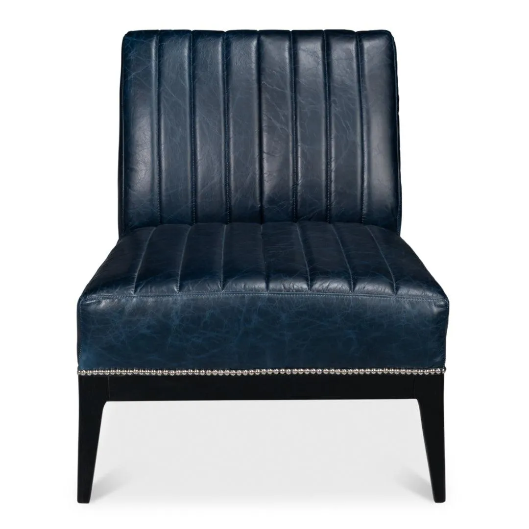 Chateau Blue Leather Slipper Chair