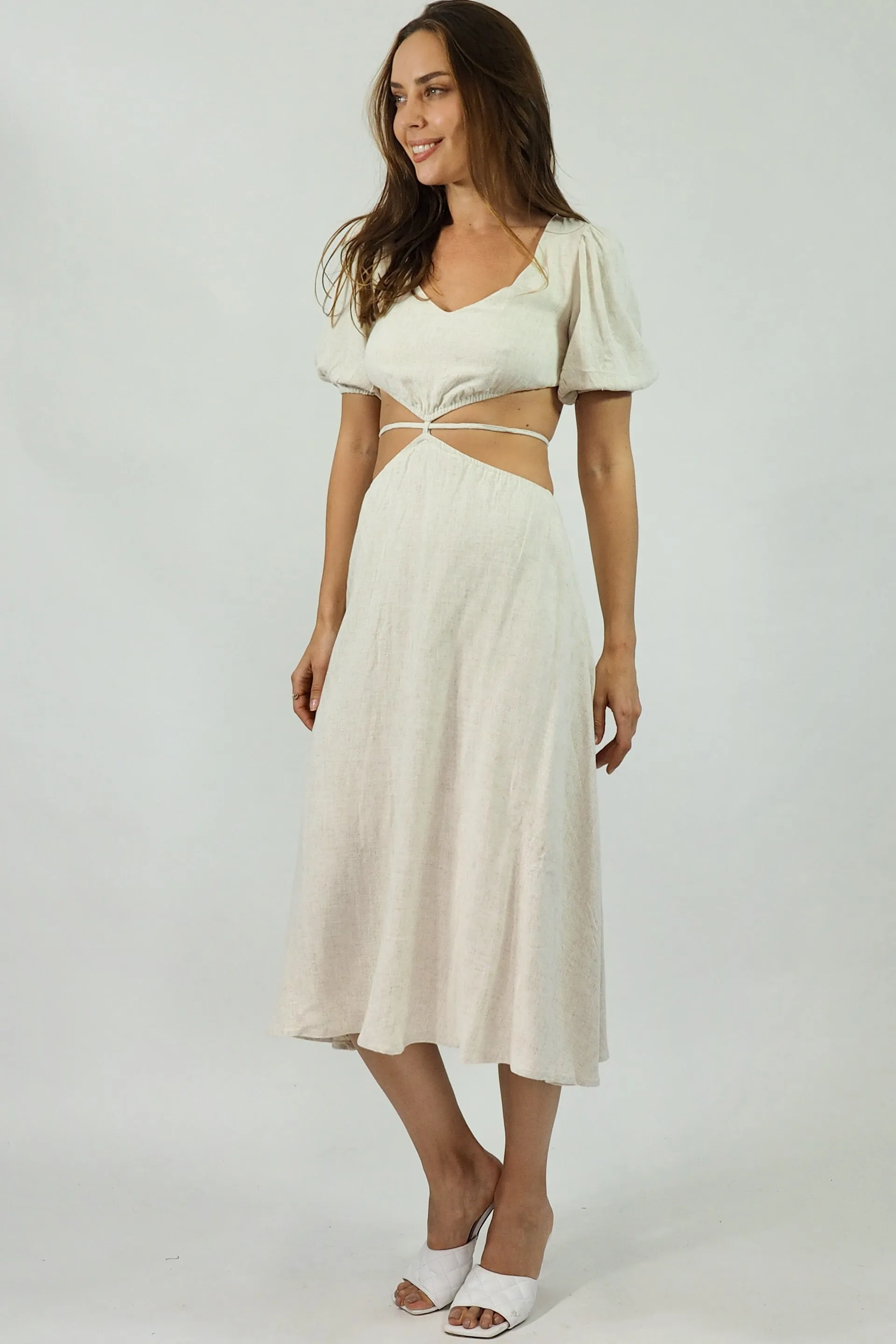 Ciara Dress - Linen Beige