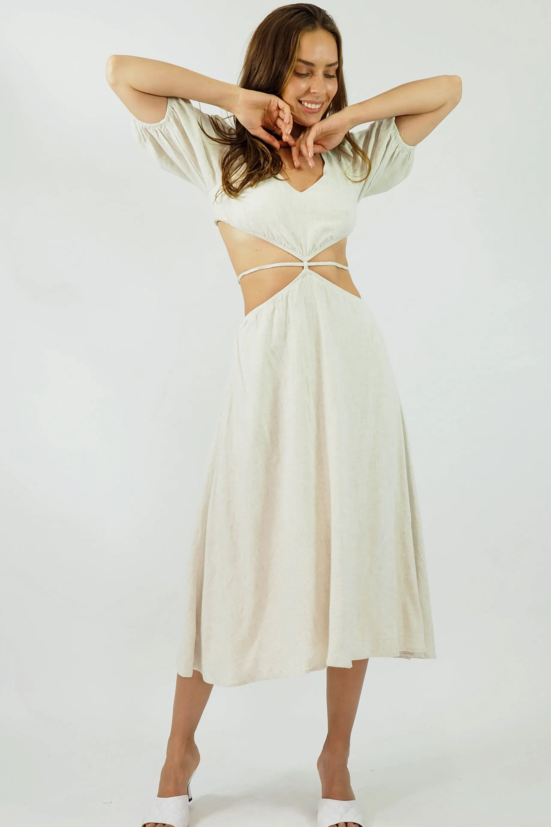 Ciara Dress - Linen Beige