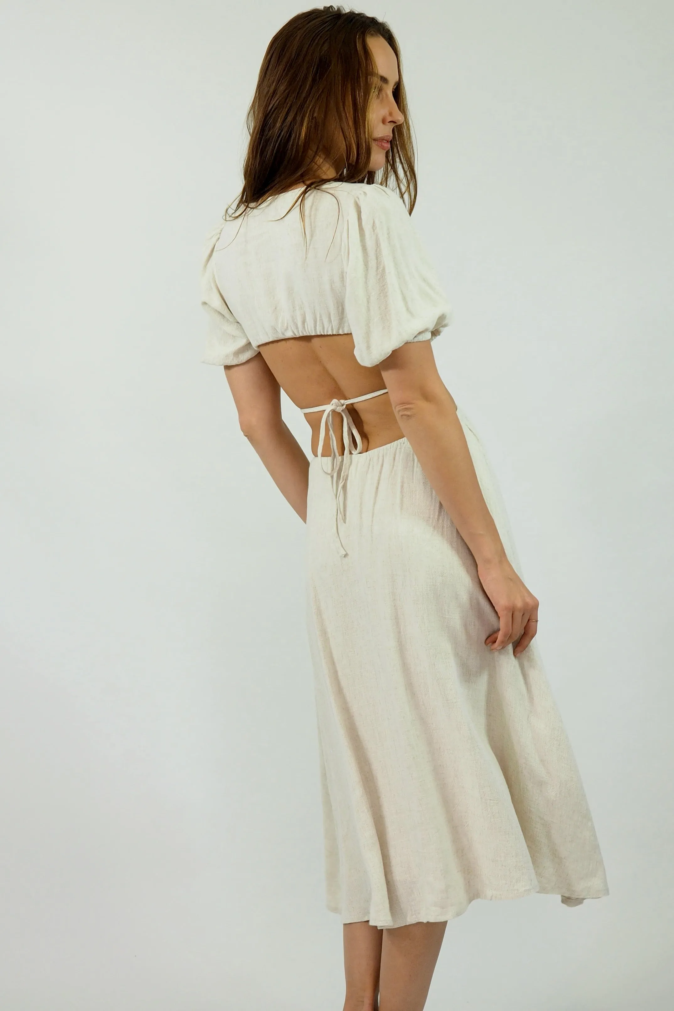 Ciara Dress - Linen Beige