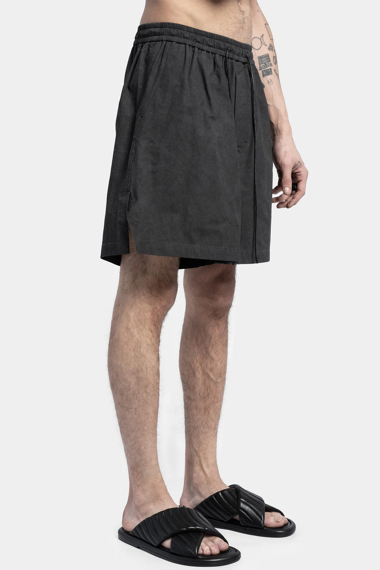 Cotton Poplin Boxing Shorts, Coal Grey