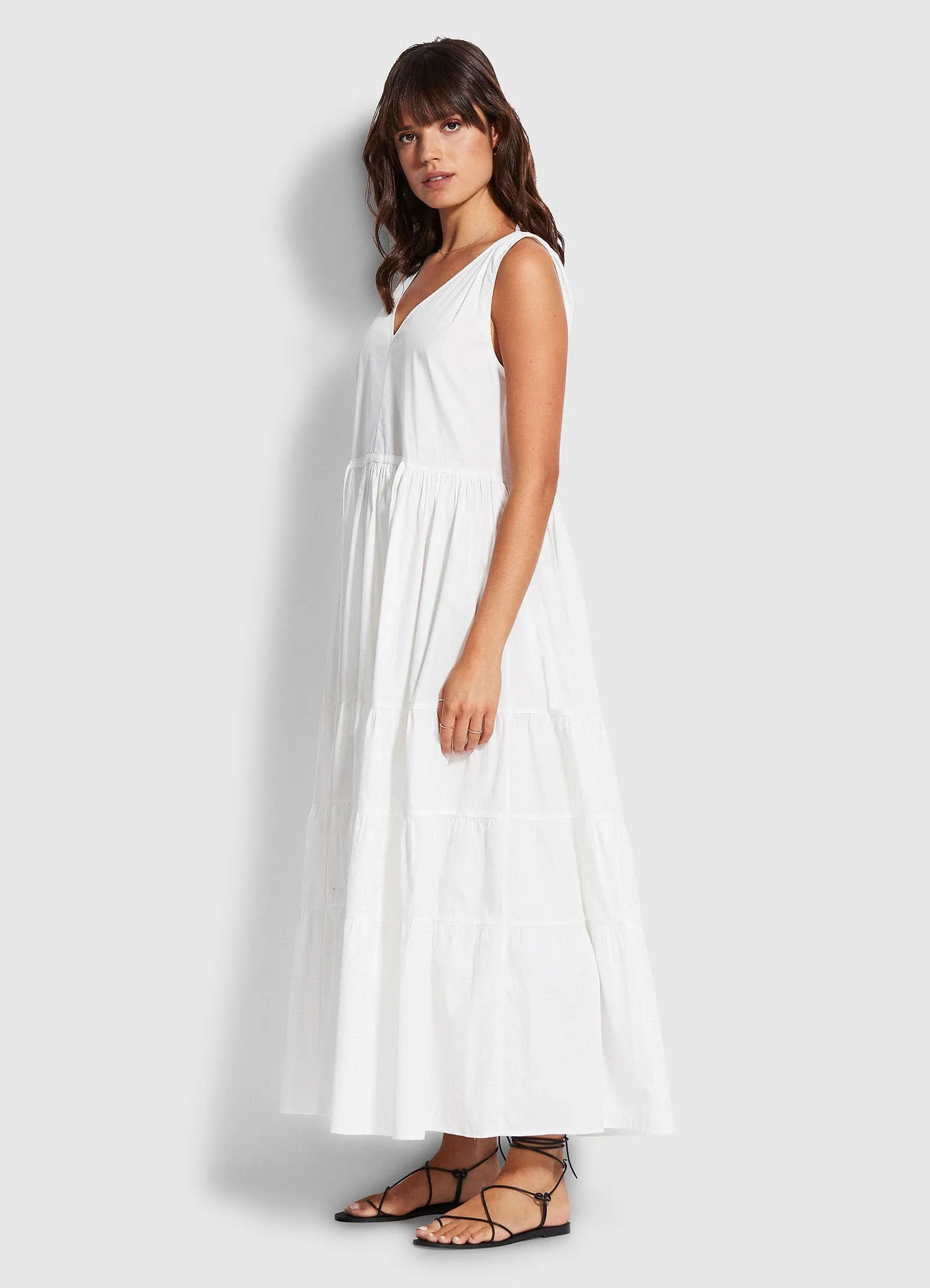 Cotton Poplin Maxi Dress  - White