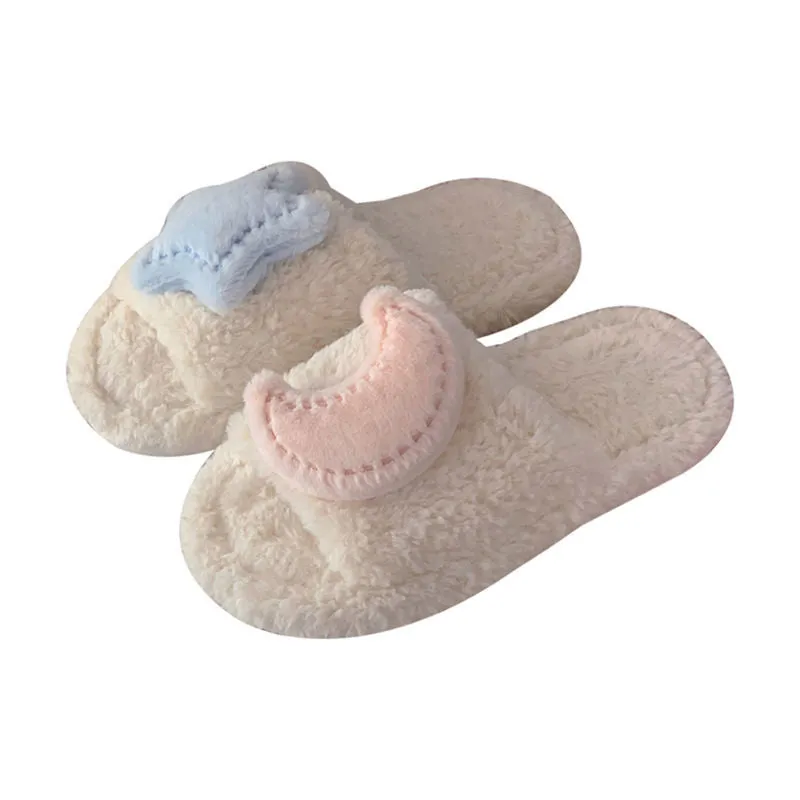 Cute Moon Star Plush Cotton Slippers MK19176