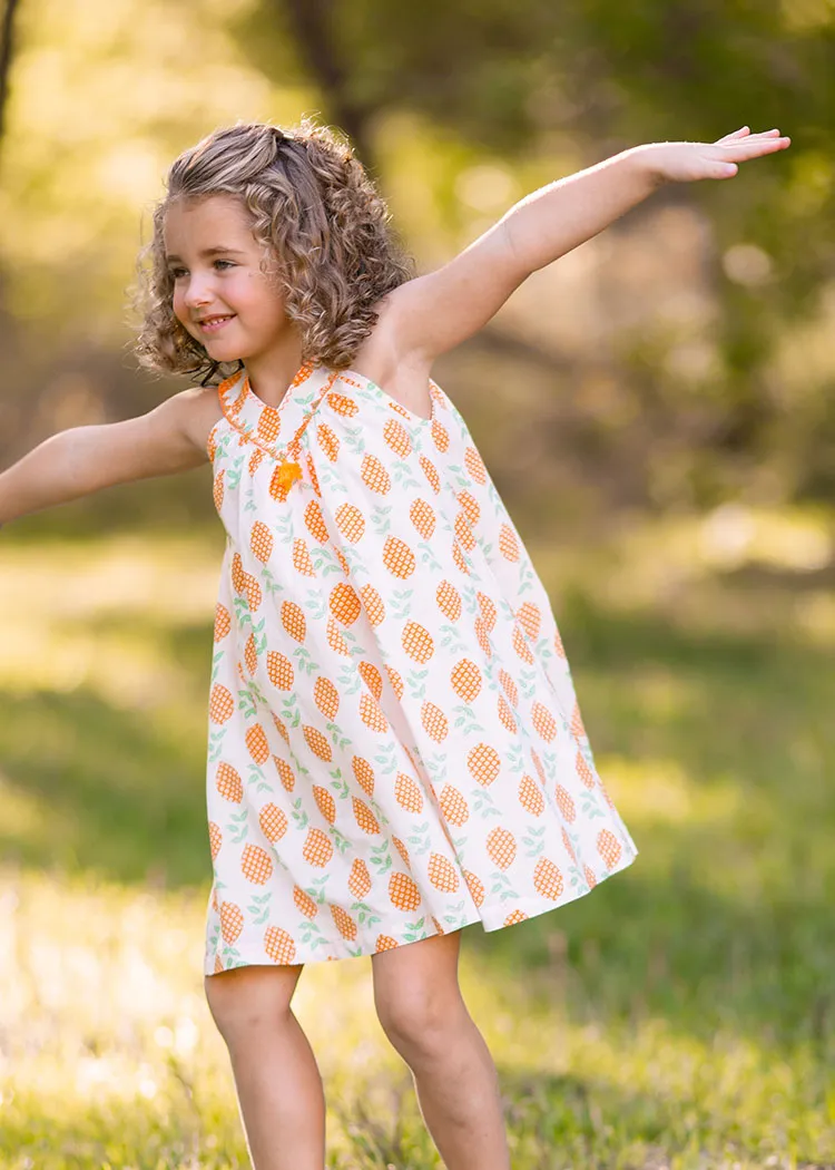 Cute Party Girls Dress Orange Tara