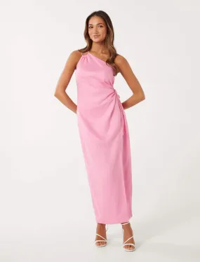 Danielle Petite Twist Linen Midi Dress