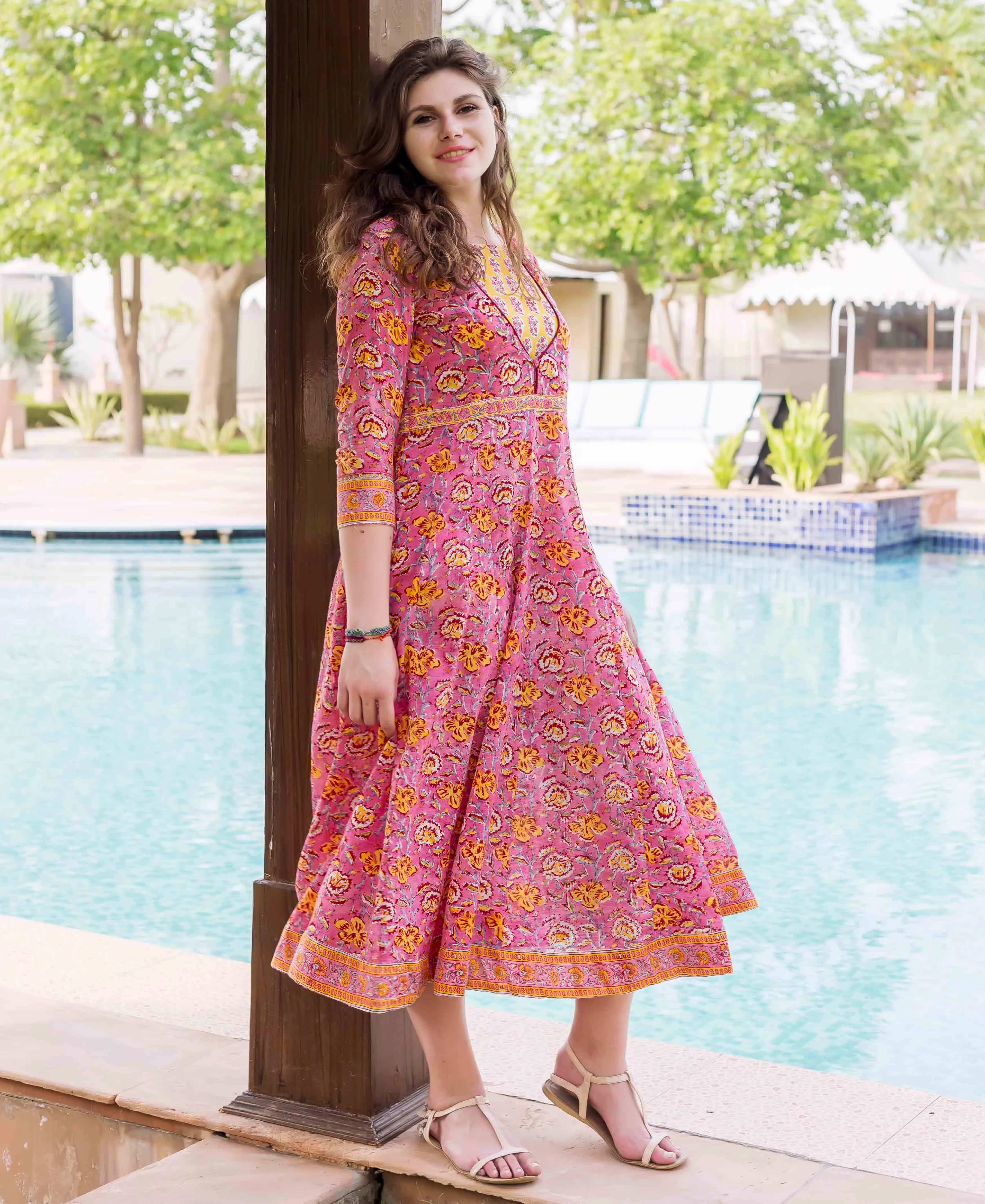 Double Layer Mix Match Block Printed Dress