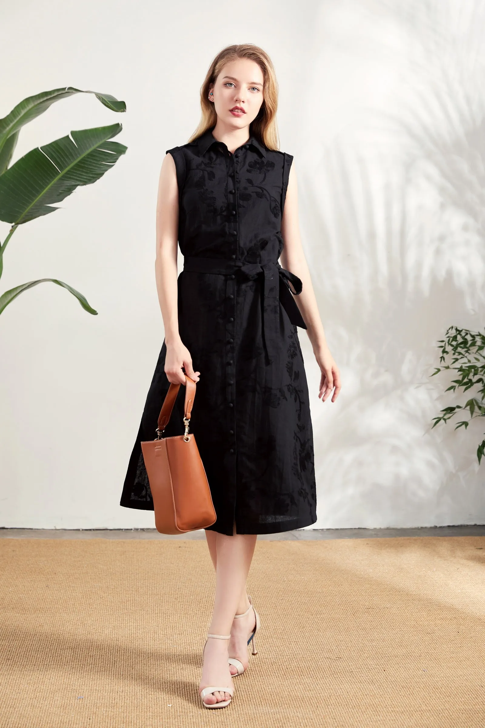 Edith Linen Dress - Black - GDS