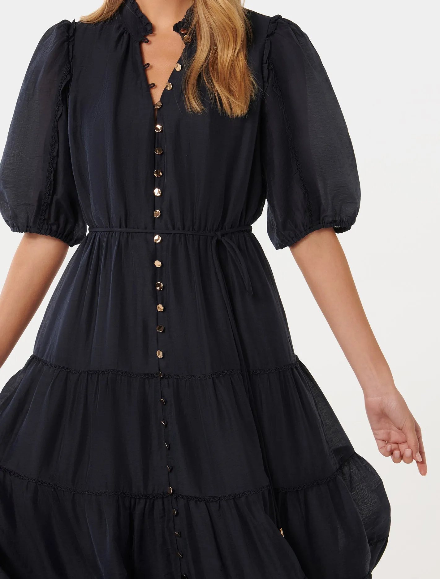 Evelyn Short Sleeve Button Down Midi Dress