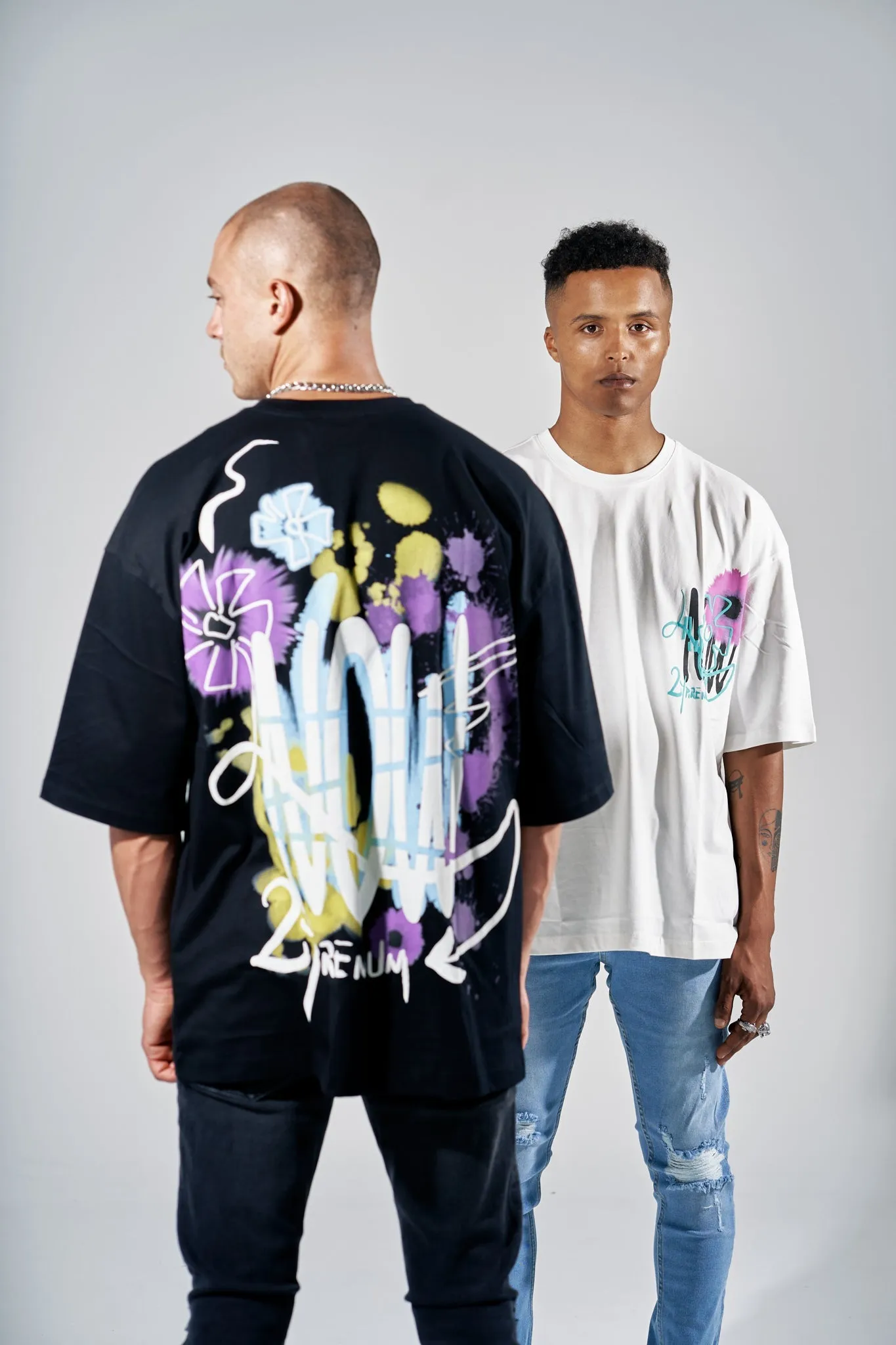 Flower Splash Overszied Tee Black