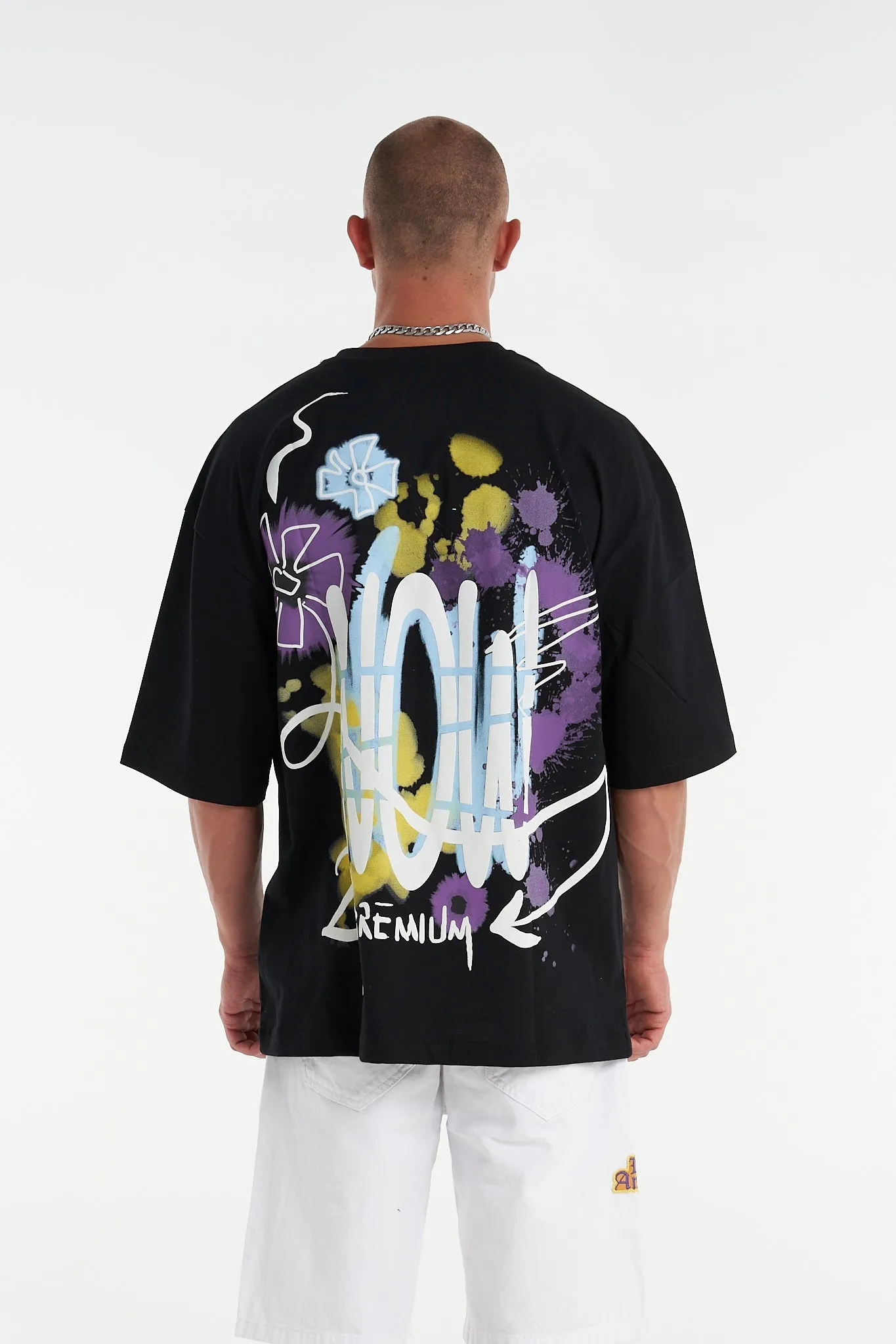 Flower Splash Overszied Tee Black