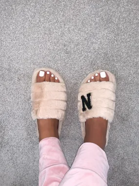 Fluffy Sling Back Slipper / Nude