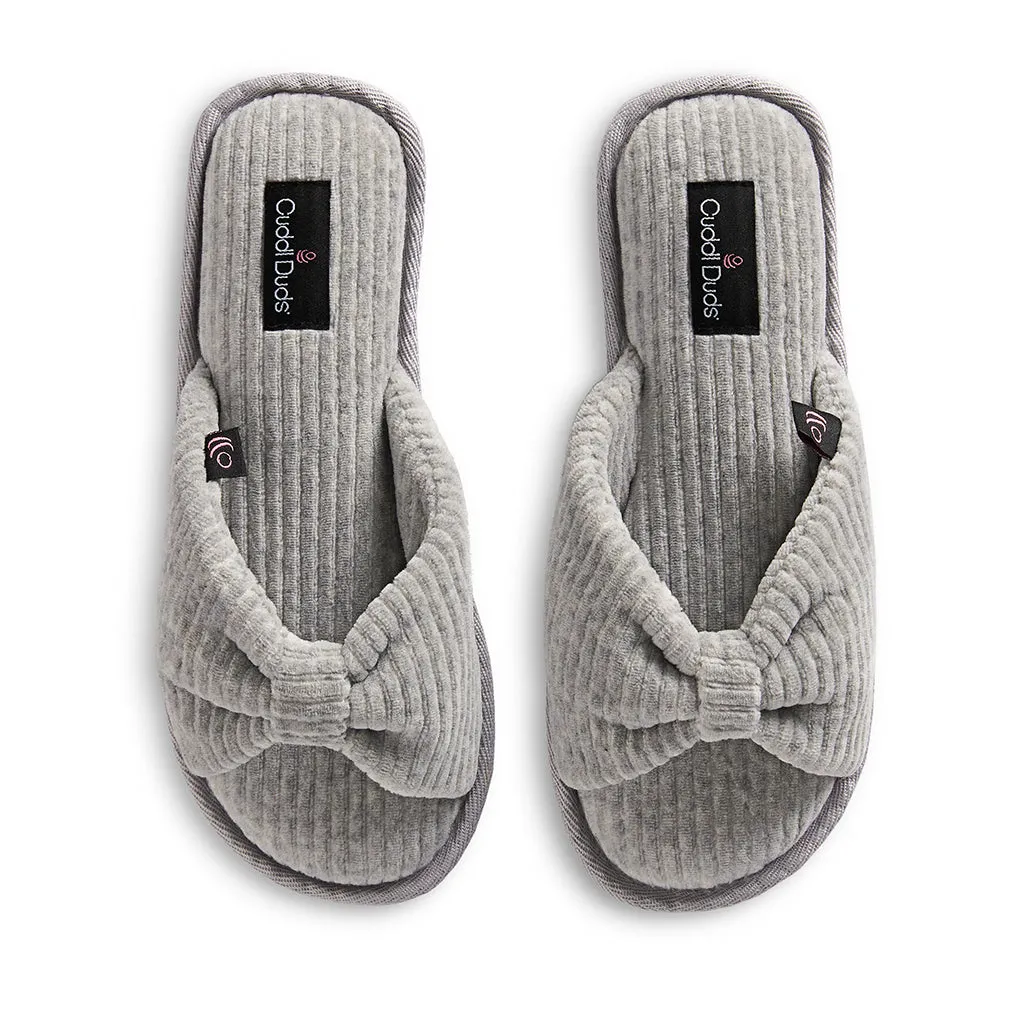 Gathered Corduroy Slide Slipper