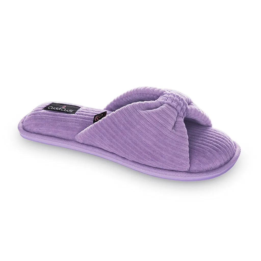 Gathered Corduroy Slide Slipper