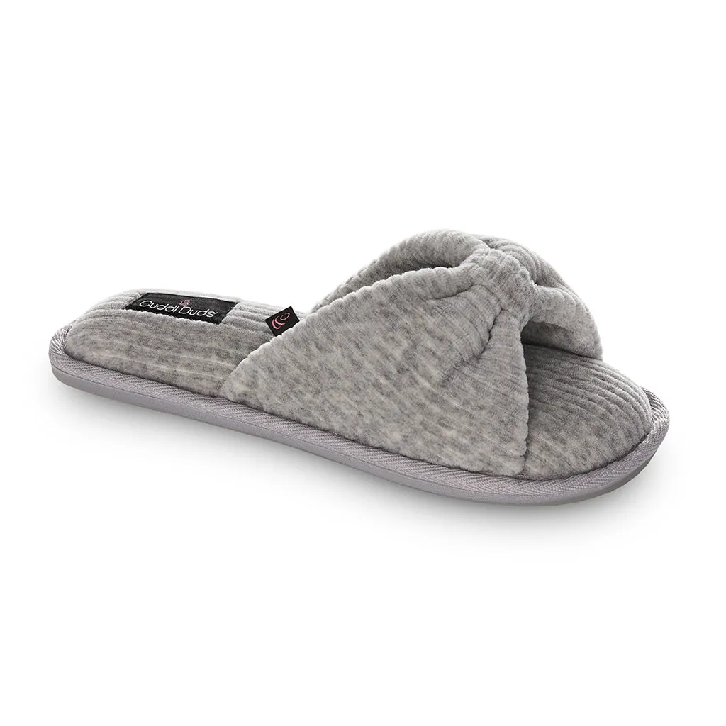 Gathered Corduroy Slide Slipper