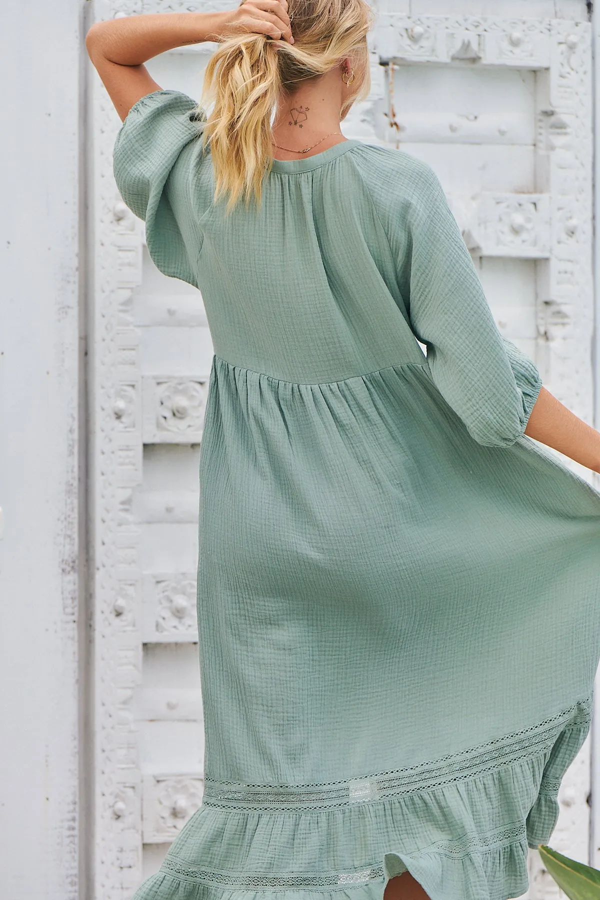 Genevive Midi Dress - Sage/Mint