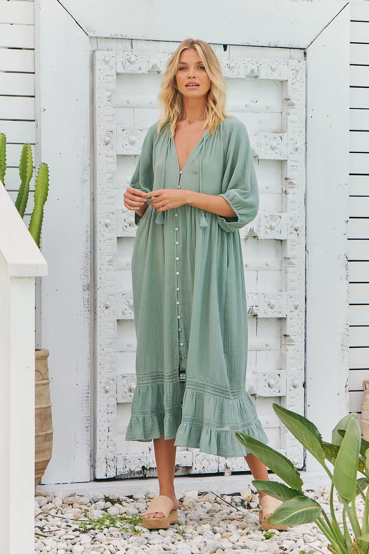 Genevive Midi Dress - Sage/Mint