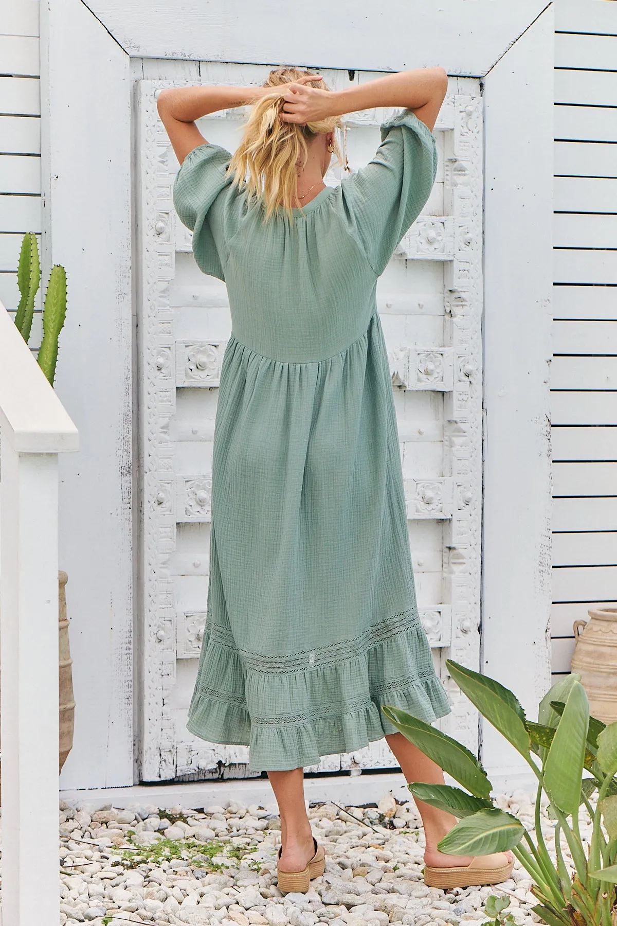 Genevive Midi Dress - Sage/Mint