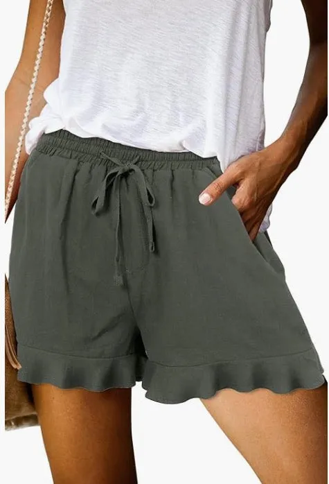 Heather Cotton Shorts | Green