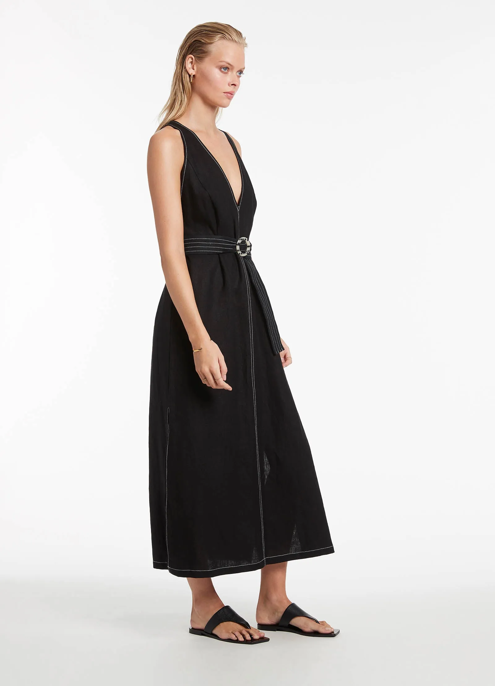 Jetset Plunge Stitch Dress - Black