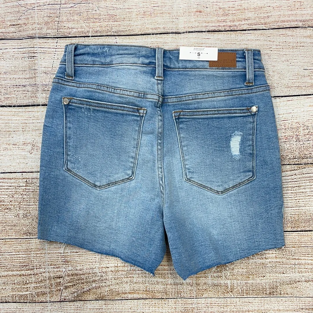 Judy Blue Light Blue Hi-Waist Destroyed Shorts