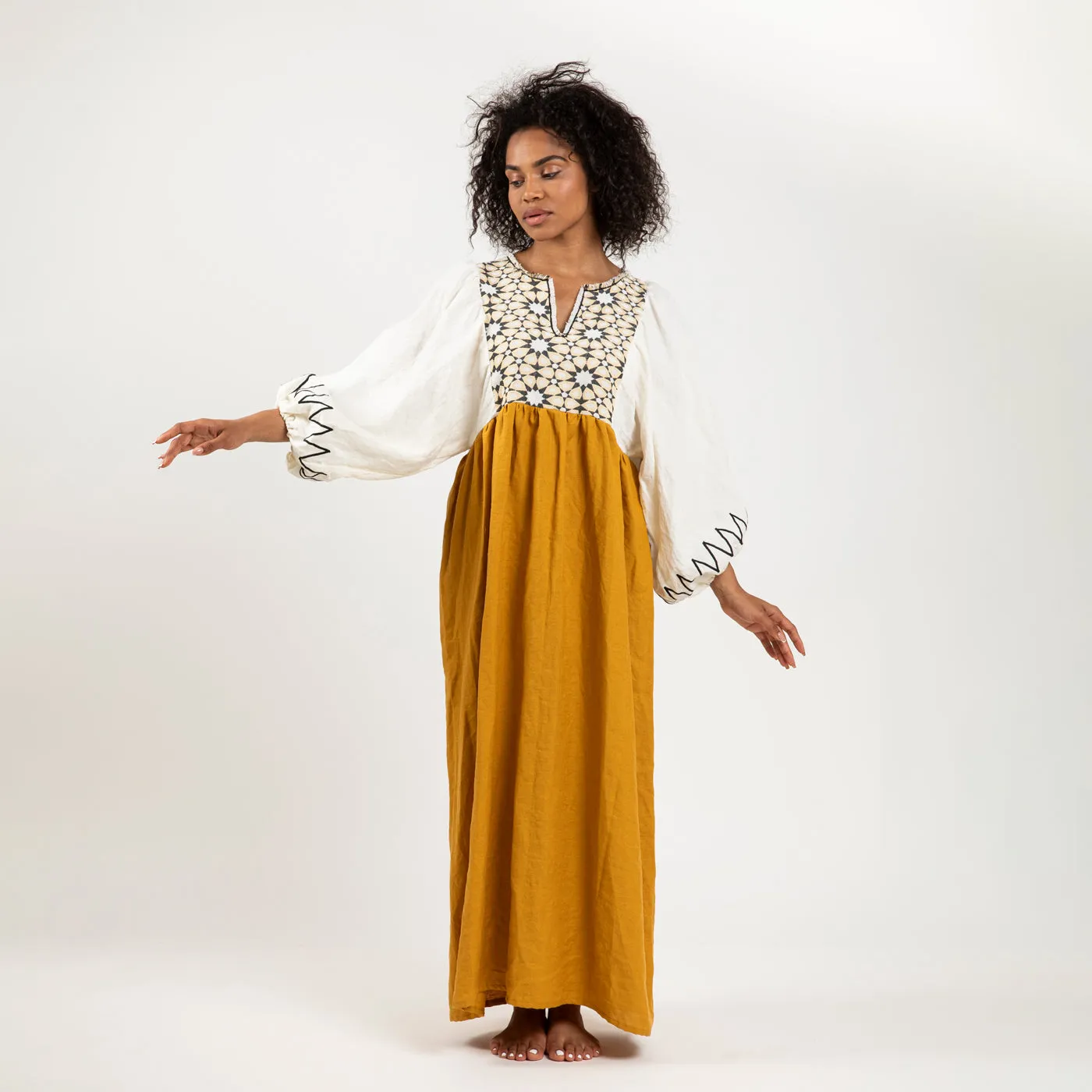 LUMINARIA DRESS NATURAL OCHRE